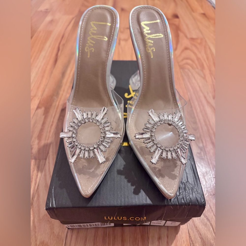 Lulu's Clear Heels with Silver Accents